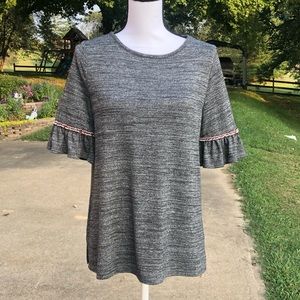 Loft Heather Gray Boho Knit Top Size Small